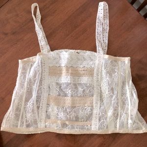 Free People *worn once* lace sheer cami top